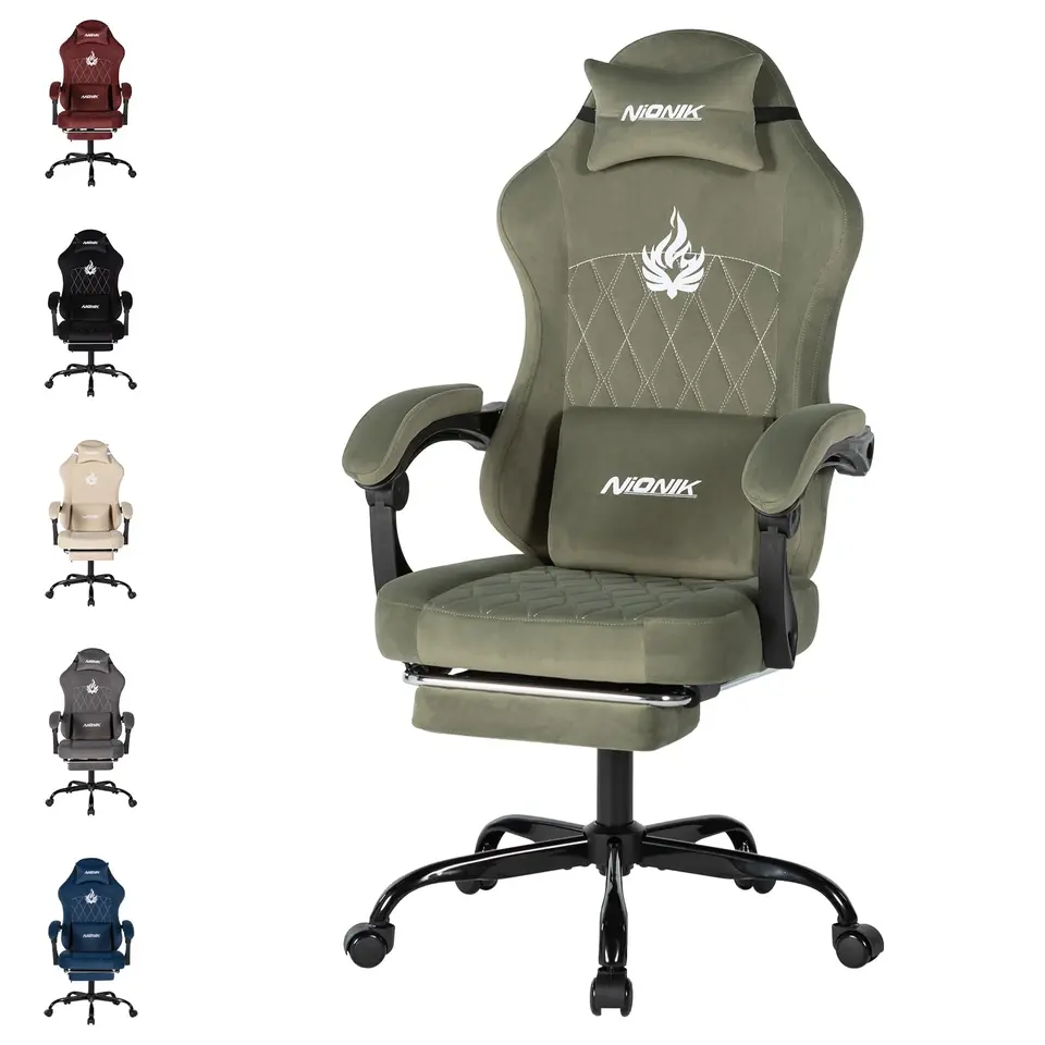 NIONIK Gaming Stuhl, ergonomischer Computerstuhl mit verstellbarer Höhe und Rückenlehne, für Kinder, Teenager & Erwachsene, Green