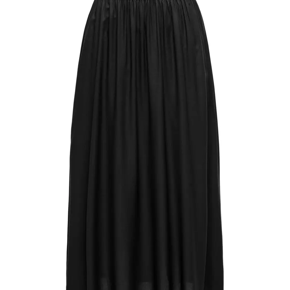 ONLY Damen Maxi Faltenrock mit Gummizug, wadenlang, schwarz, Größe M