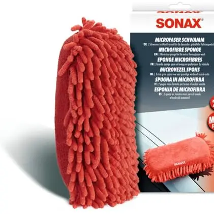 SONAX Microfaser Schwamm für gründliche Autowäsche - 1 Stück mit 2 verschiedenen Seiten
