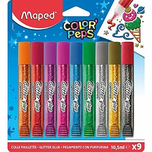 Maped COLOR'PEPS Glitzer-Klebe-Stifte - 9 Tuben à 10,5 ml