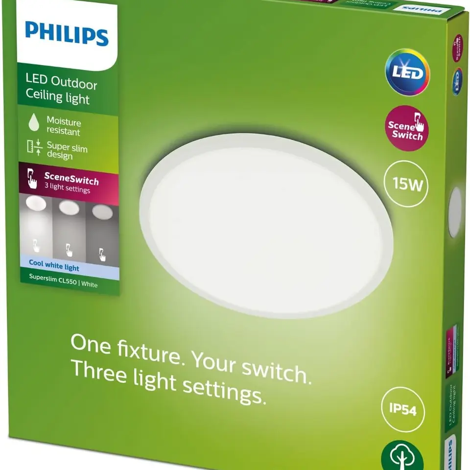 Philips SuperSlim Außenleuchte 15W, kaltweiß, IP54 Schutz, 25 cm