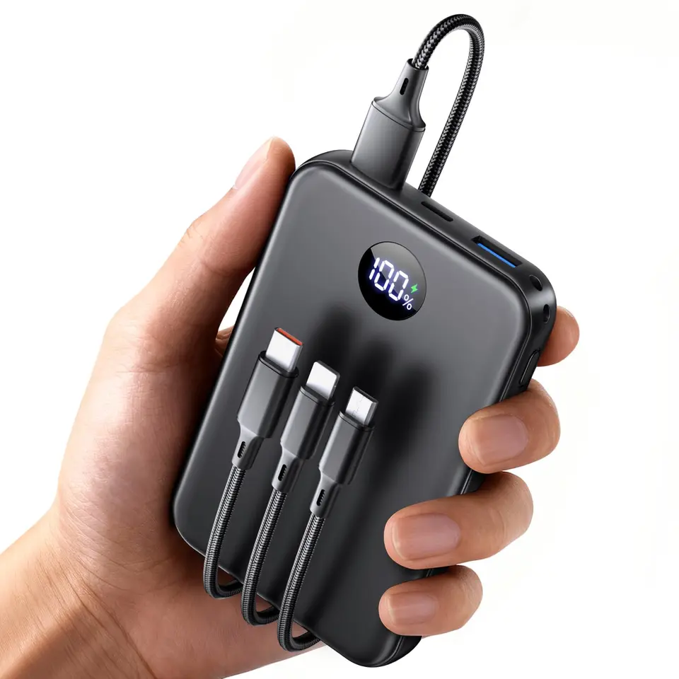Power Bank 27000mAh, ultra-kompakte Powerbank mit Schnellladung & 3-in-1 Kabel für iPhone, Samsung, iPad u. a.