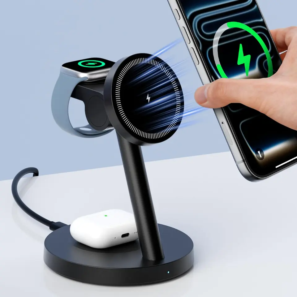 KPON Magsafe Ladestation 3-in-1 für iPhone, Apple Watch & AirPods