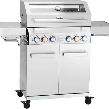 Taino Platinum Yamara 4+2 Edelstahl Gas Grill mit 4 Brennern und Keramik Sear-Brenner