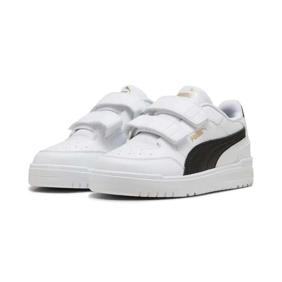 PUMA Kinder Sneakers Shuffle Downtown Low, weiß/Schwarz/Golden, Größe 33