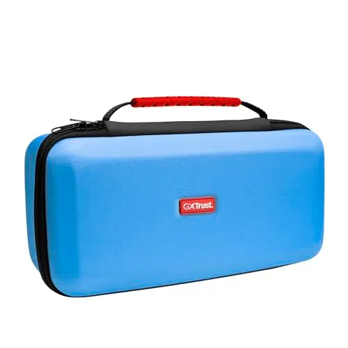 GXTrust Trust Gaming 1252B XL Tasche für Nintendo Switch 2 - Stoßfest, mit Tragegriff, für Joy-Con, 12 Spiele & Handgelenksriemen, Blau