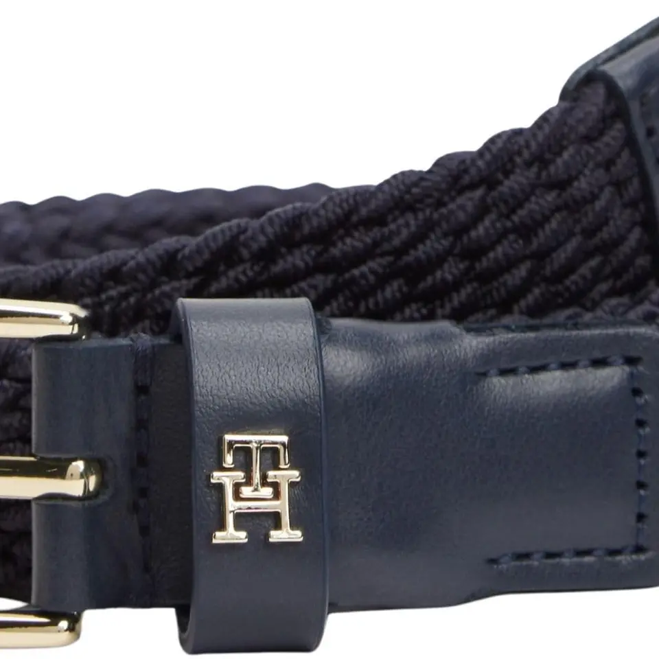 Tommy Hilfiger Damen Gürtel Essential Effortless 2,5 cm Elastic Ledergürtel, Blau (Space Blue), 75 cm