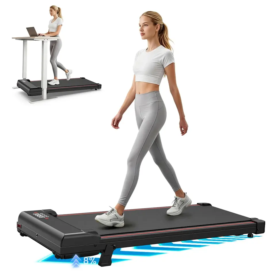 HomeFitnessCode Laufband Walking Pad mit Neigung, 8 km/h, für Zuhause, Schwarz