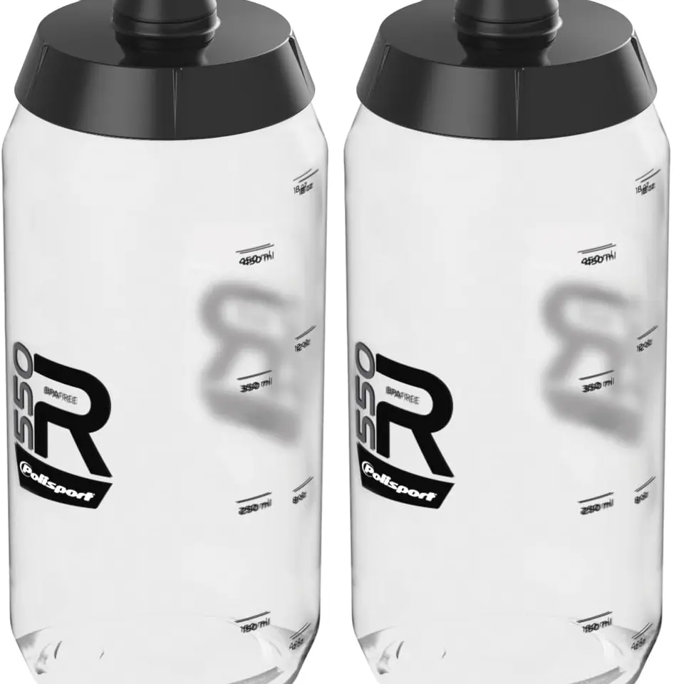 Polisport 8645600003 - R Collection Fahrradflasche R550, 550 ml, BPA-frei, transparent, 2er Pack