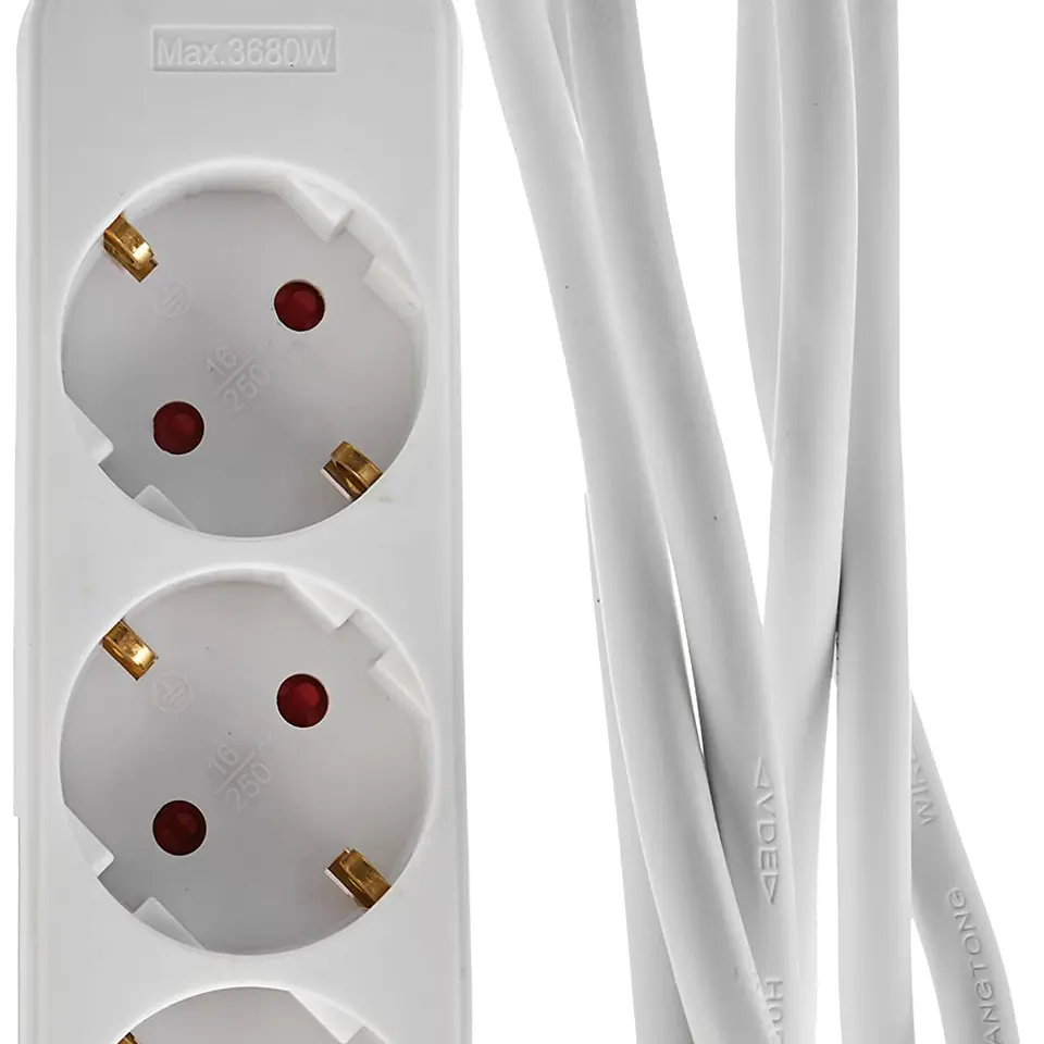 Meister Steckdosenleiste 3-fach, 1,4 m Kabel, weiß, Kunststoffleitung