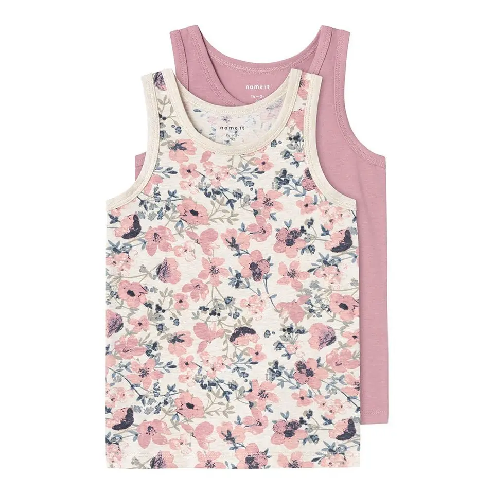 IT Mädchen Tank Top 2er Set Nostalgia Flower Noos, Rose, 86