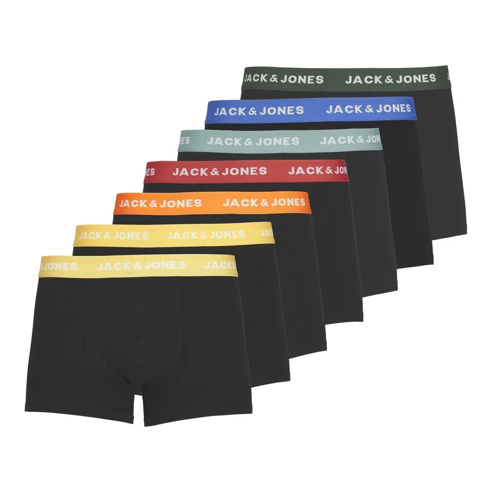 Jack& Jones Boxershorts 7er-Pack Basic Trunks mit Logo-Print, Schwarz, M