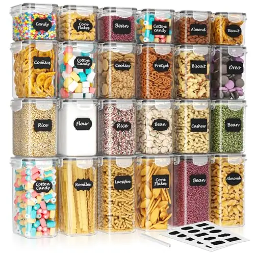 Storivo Frischhaltedosen – 24 Stück luftdichte Vorratsdosen, BPA-frei, Set für Mehl, Zucker und Backzubehör, 33.6L