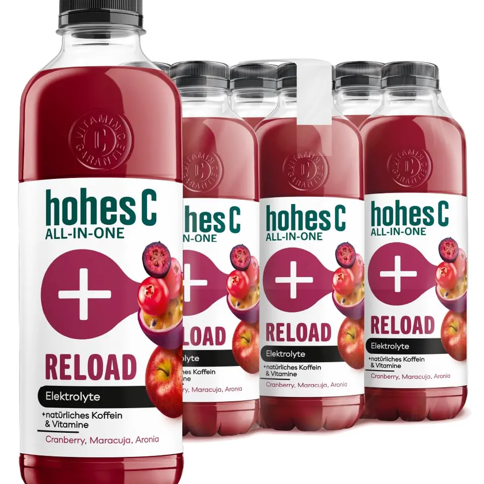 hohes C All-in-One Reload (6×850ml) Mehrfruchtsaft aus Fruchtsaftkonzentraten, vitaminreich, ohne Zucker, ohne künstliche Aromen, vegan