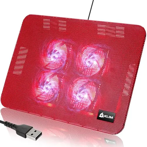 KLIM Serenity Laptop-Kühler für 11-15,6 Zoll Laptops – Stabil, robust und geräuschlos (Rot)