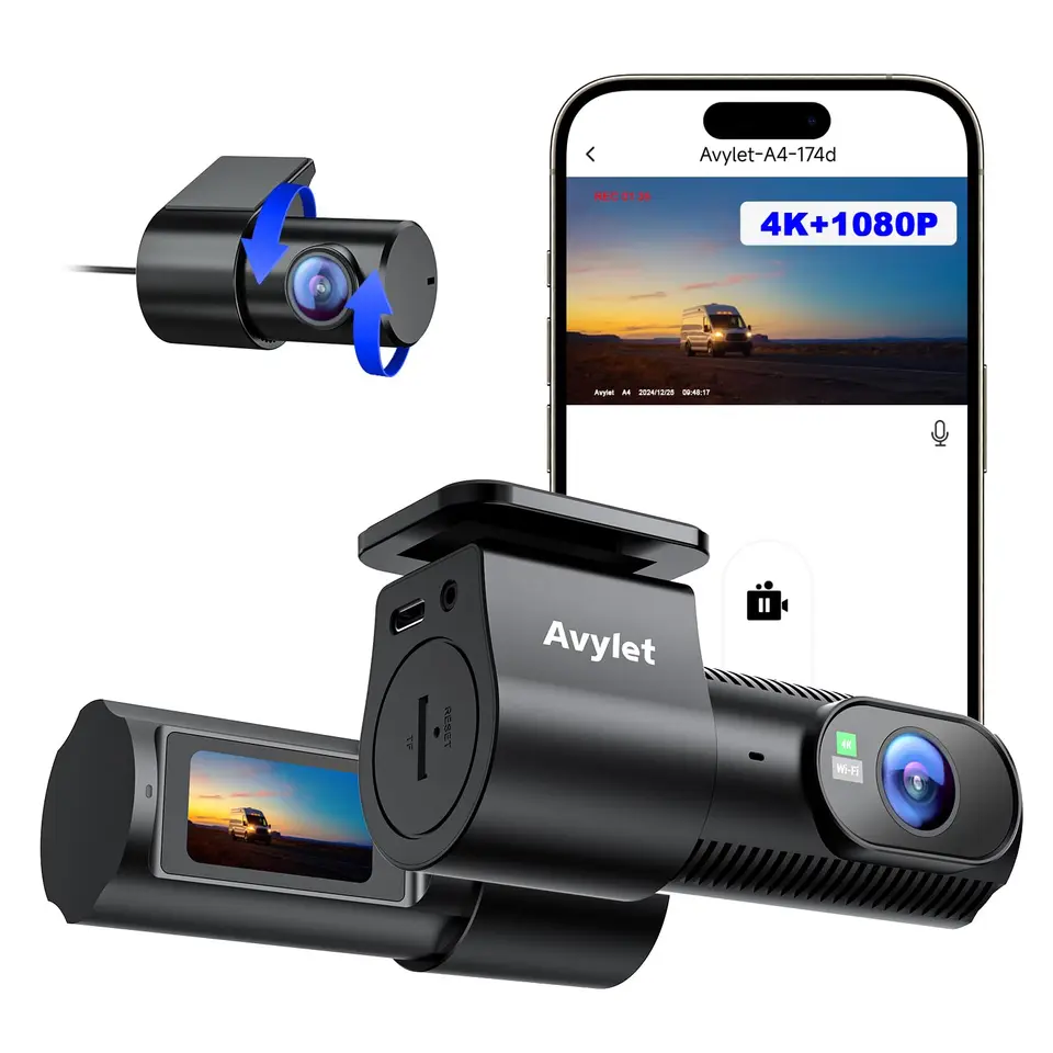 Avylet 4K+1080P Dash Cam Mini Dual 5G WiFi Front & Rear Kamera