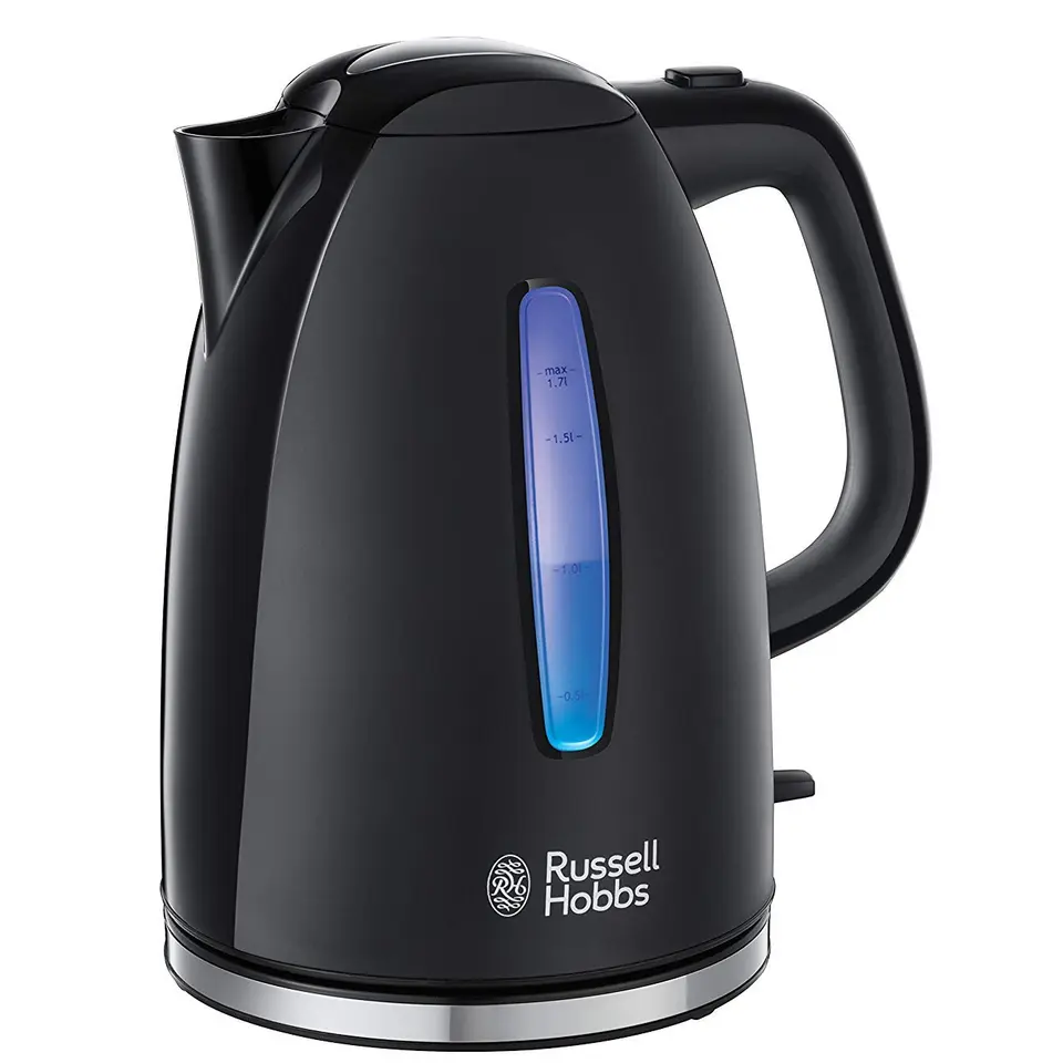 Russell Hobbs Wasserkocher Textures+ 1,7l 2400W LED Beleuchtung Schnellkochfunktion herausnehmbarer Kalkfilter schwarz