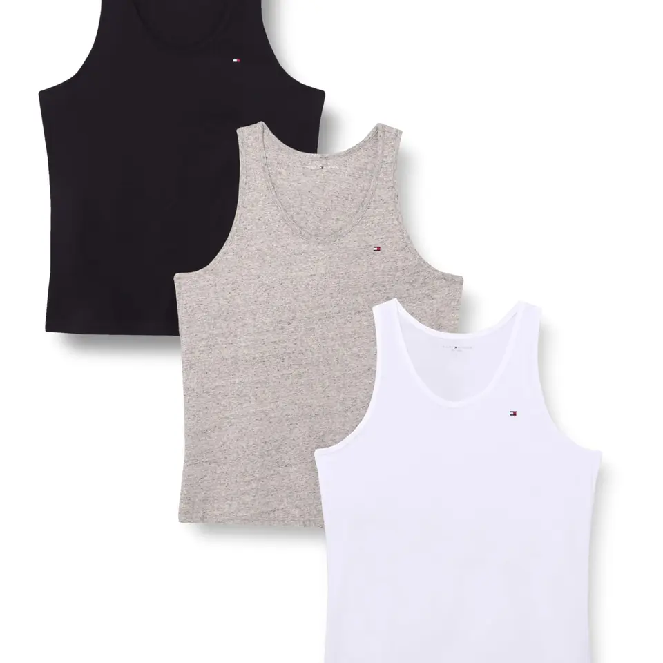 Tommy Hilfiger Herren 3er Pack Baumwoll-Tank Tops, Mehrfarbig