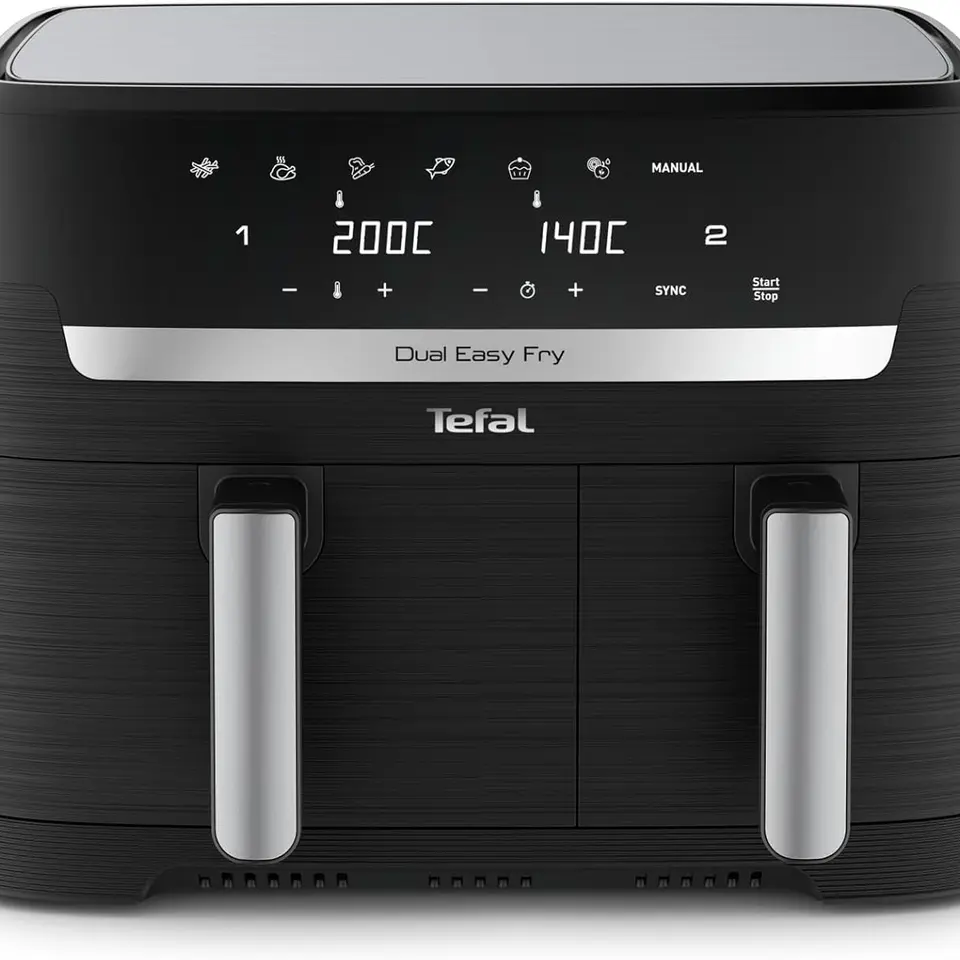 Tefal Dual Easy Fry Heißluftfritteuse 8,3 L mit 2 Kammern