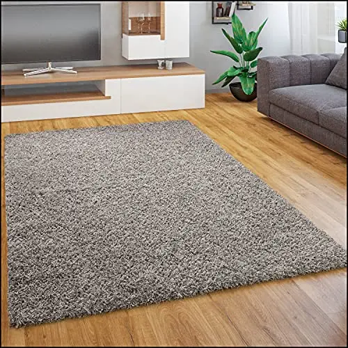 Paco Home Hochflor Teppich einfarbig grau, weich und flauschig, 60x100 cm