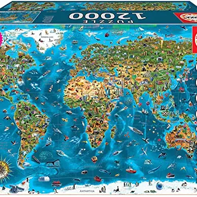 Educa Weltwunder Puzzle - 12000 Teile Weltkarte für Erwachsene und Kinder ab 14 Jahren
