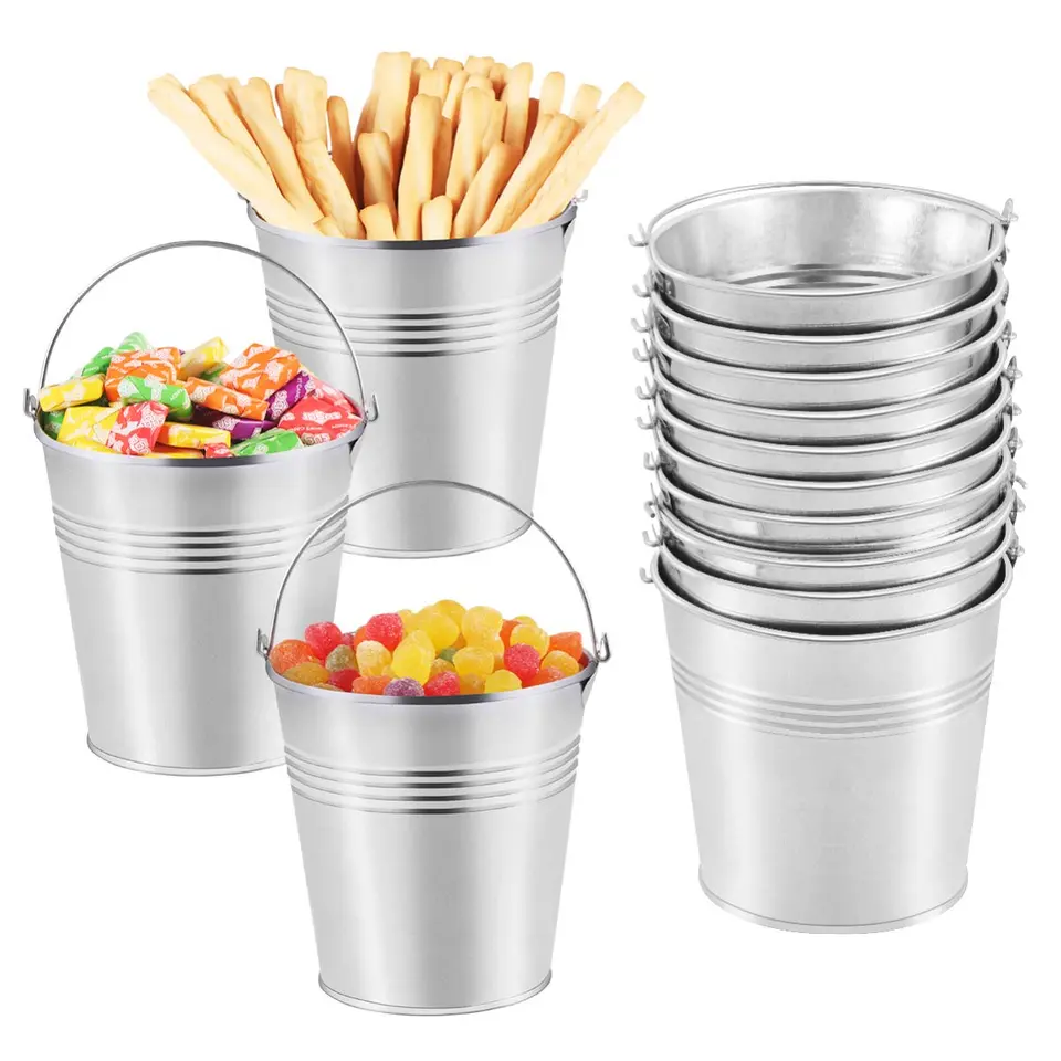 Toyvian Mini Metalleimer, 12 Stück, kleine Zinkeimer für Süßigkeiten, Gastgeschenke, Dekorative Metalleimer für Bastelprojekte, Hochzeit, Party, Taufe, Mini-Blumentöpfe, Tischdeko