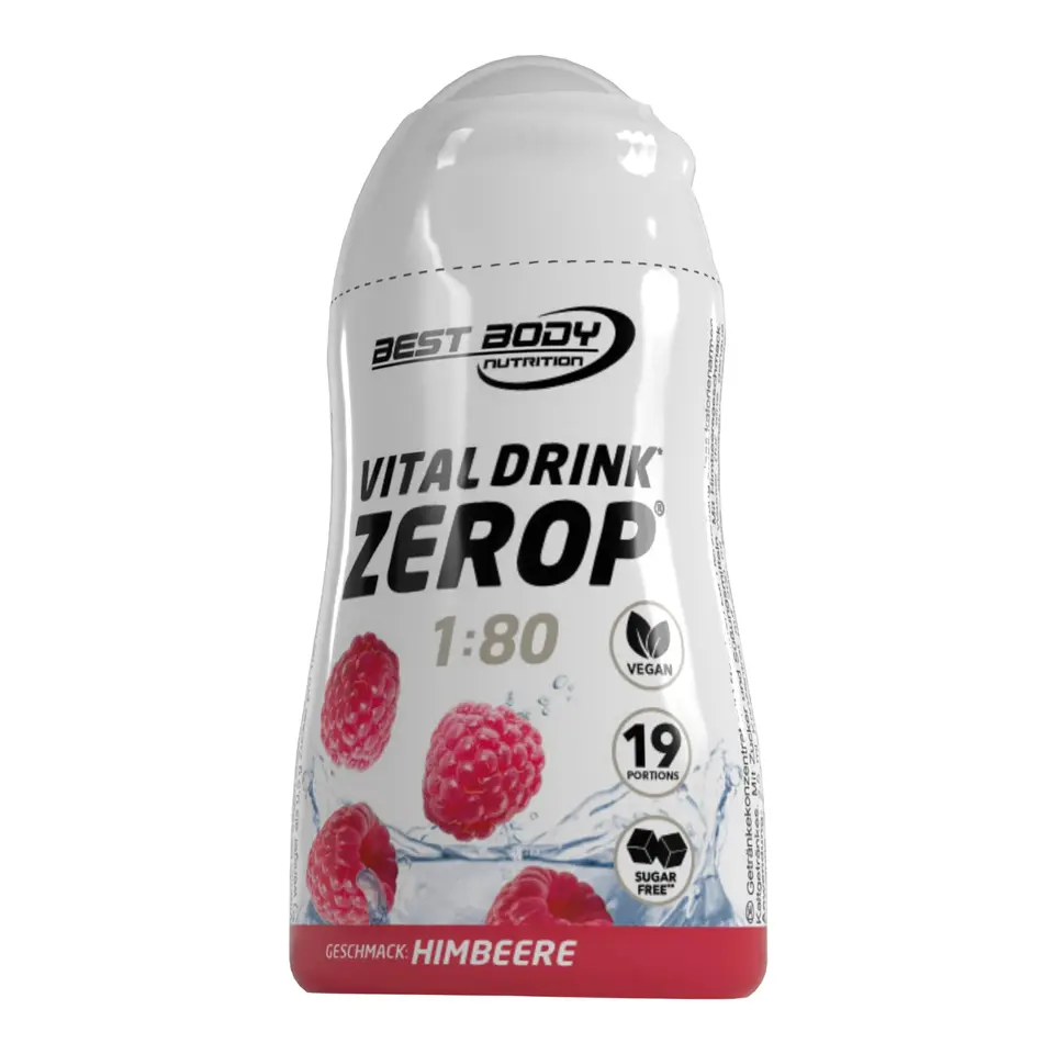 Best Body Nutrition Vital Drink ZEROP - Himbeere, zuckerfreier Sirup, 1:80 für 19 Portionen
