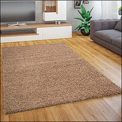 Paco Home Hochflor Teppich Beige 70x250 cm - Weich und Flauschig für Wohnzimmer und Schlafzimmer
