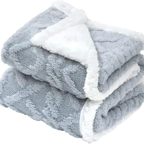 Babydecke, weiche und flauschige Sherpa, wendbar, für Kinderbett, Autositz und Kinderwagen, 76 x 101 cm, Grau