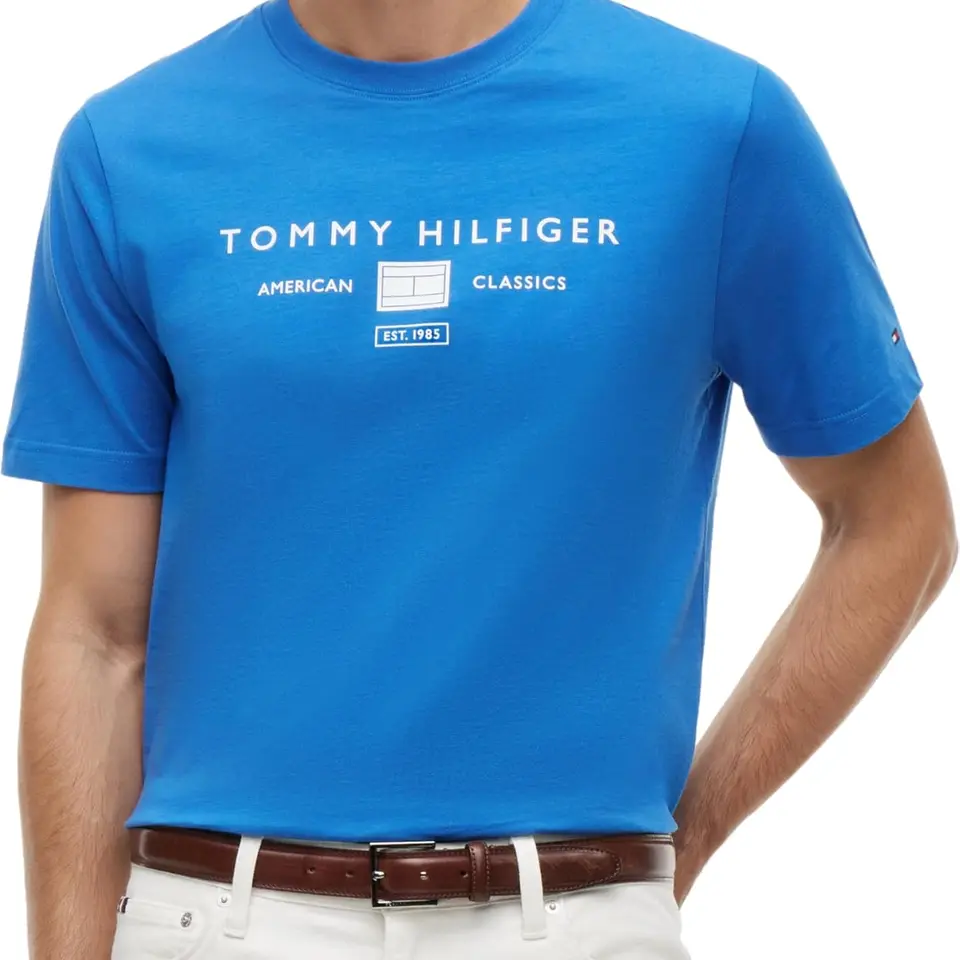 Tommy Hilfiger Herren T-Shirt Kurzarm Blau (Blue Orbit) M