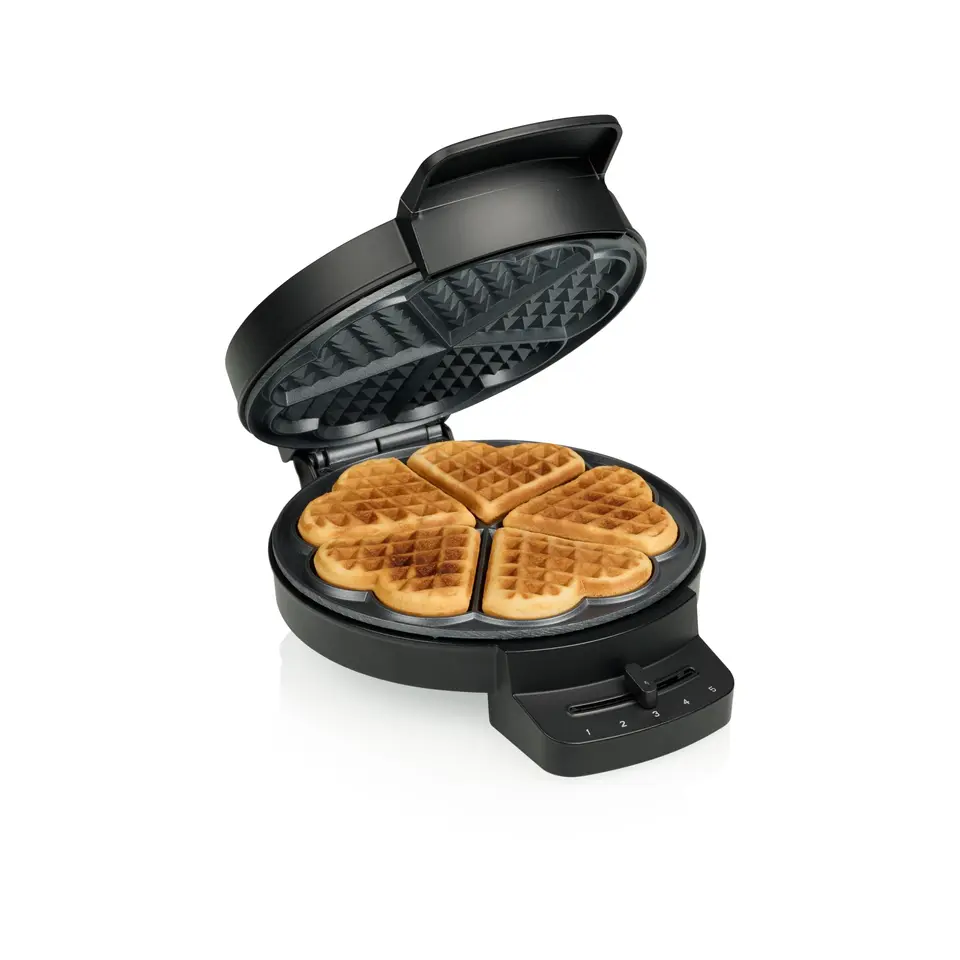 Princess Waffeleisen Deluxe, 5 Herzwaffeln, Antihaftbeschichtung, Kontrollleuchten, Kompaktes Design