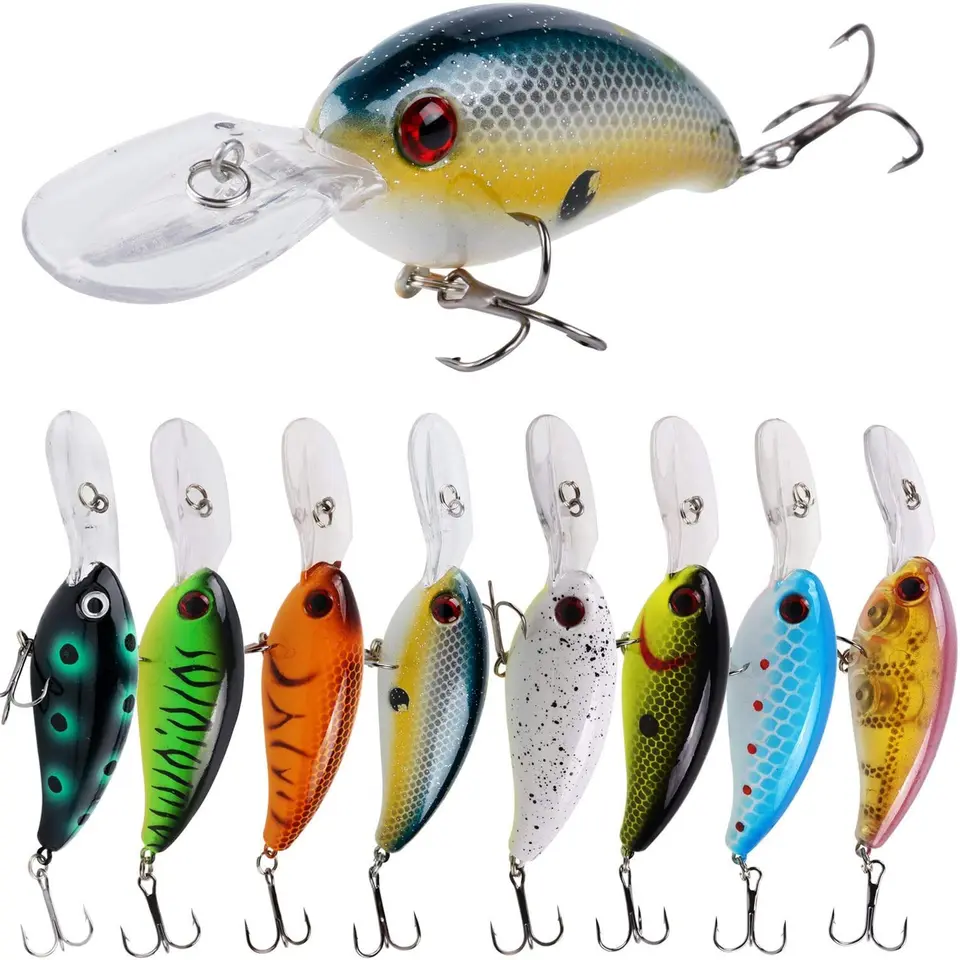 Sougayilang Angelköder Shallow/Deep Diving Swimbait Crankbait für Bass, Forellen & Salzwasser, 8 Stück