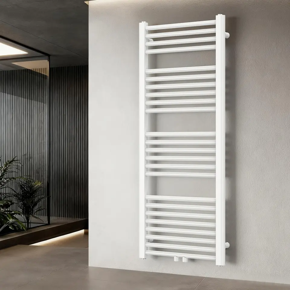 YEAUPE PRO Radiator für Warmwasseranlagen mit Handtuchhalter, Stahl, 1500 x 500 mm, Weiß