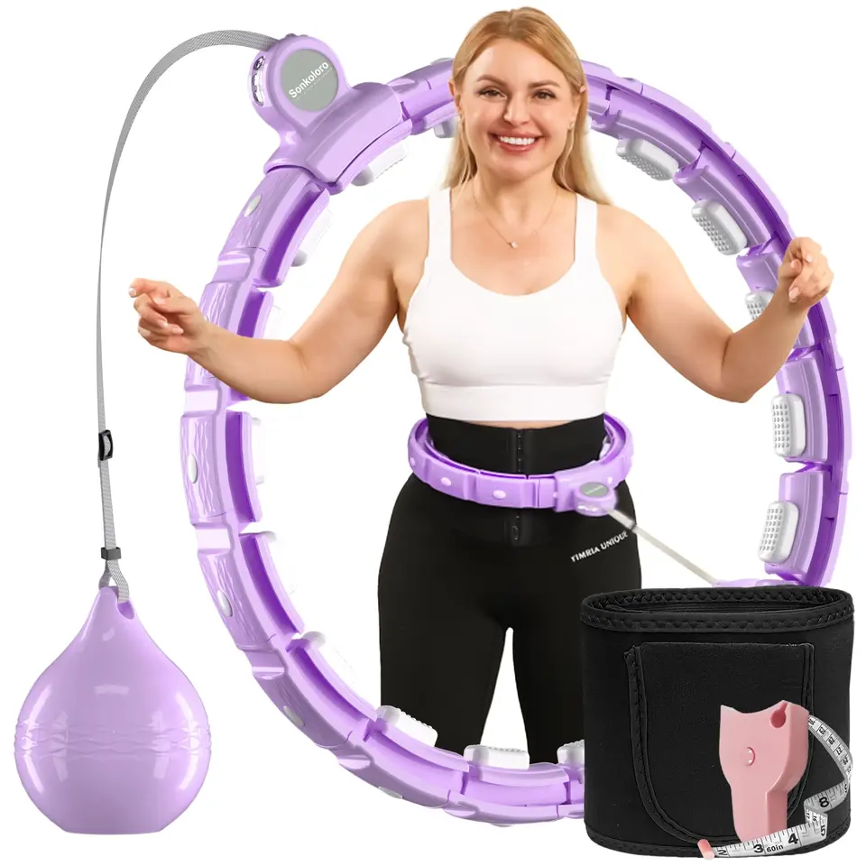 Smart Fitness Hoop Reifen mit Taillenband für Erwachsene & Anfänger – Leiser Abnehm-Hoop mit Gewichtskugel & Noppen, rutschfest