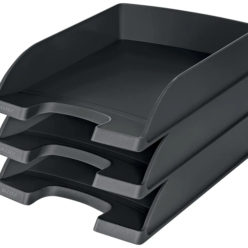 Leitz Briefkorb A4, 3er Pack, Schwarz, Premium-Qualität