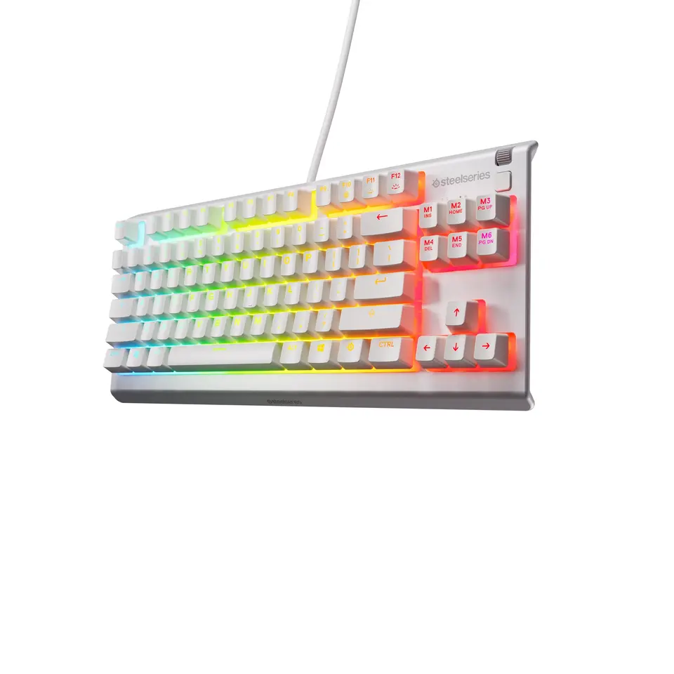 SteelSeries Apex 3 TKL White RGB Gaming-Tastatur – Kompakter Tenkeyless, 8-Zonen-RGB, Wasser- und Staubresistenz, Flüsterleise Switches, DE Layout