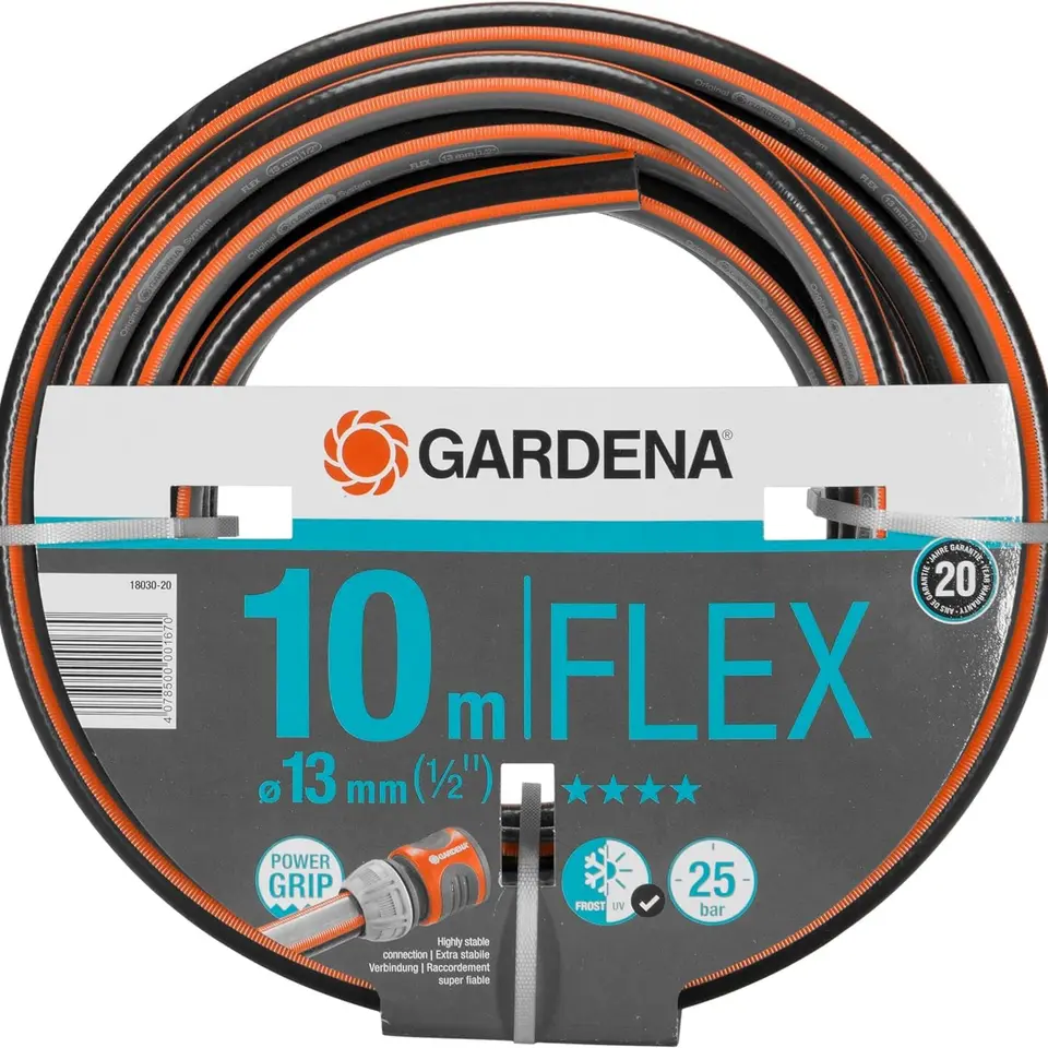 Gardena Comfort FLEX Gartenschlauch 13 mm (1/2 Zoll), 10 m – Flexibel, formstabil, mit Power-Grip-Profil, ohne Systemteile