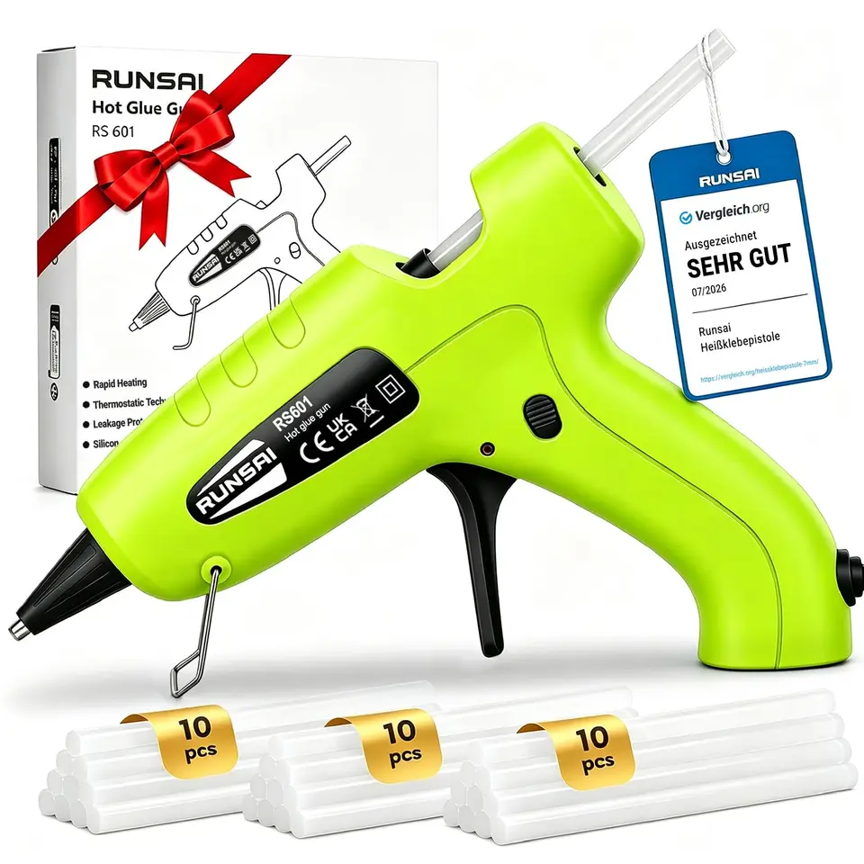 RUNSAI® Heißklebepistole mit 30 Klebesticks 7mm - 30W für Bastelarbeiten