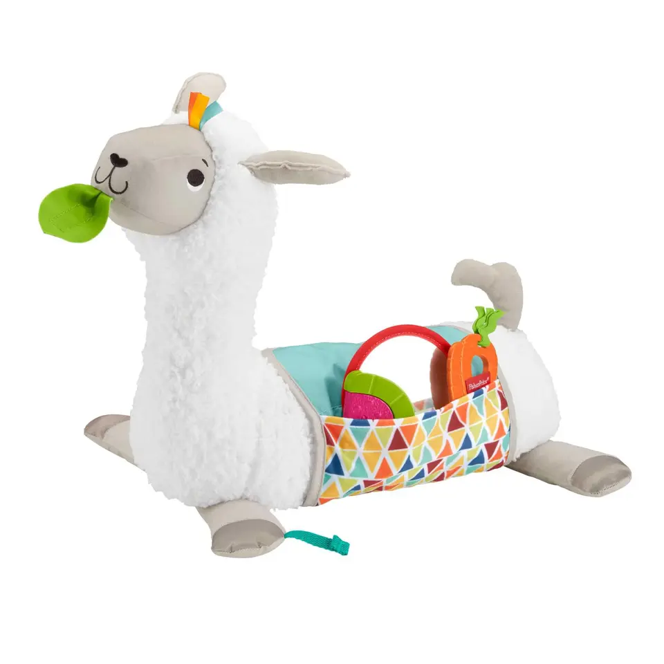 Fisher-Price 4-in-1 Lama Spielkissen für Babys ab Geburt, mit 4 Spielmöglichkeiten und 3 Mitnehm-Spielzeugen
