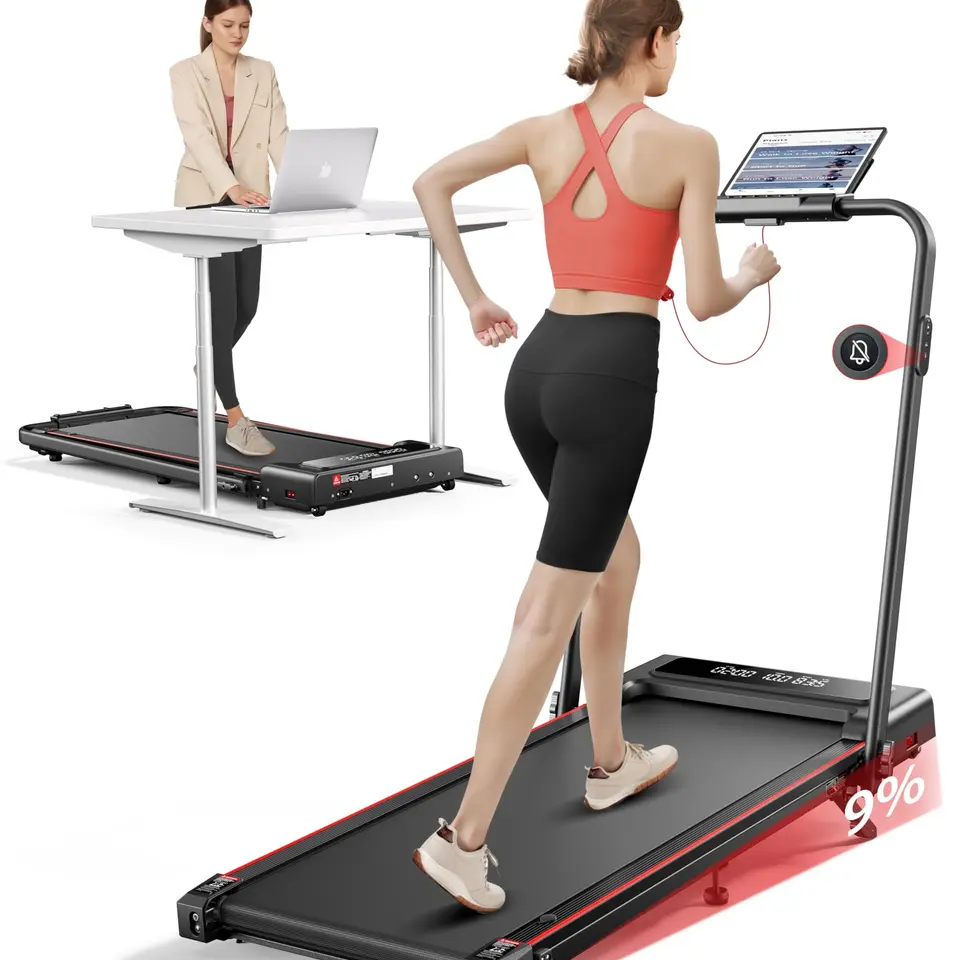 Laufband für Zuhause mit Neigung, 4-in-1 Walking Pad, 12km/h, klappbar, mit Steigung, 2.5HP, Fernbedienung & App, leise