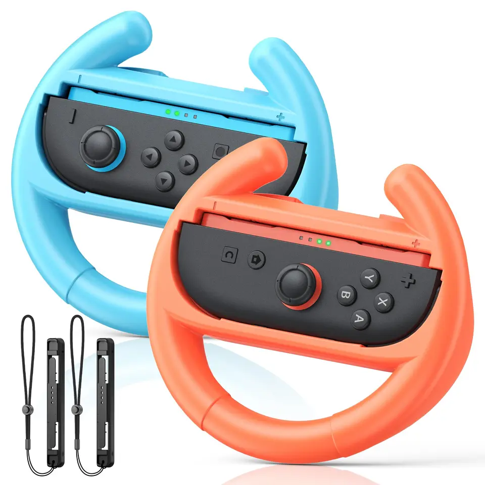 FYOUNG Controller Lenkrad für Nintendo Switch 2/1 & Switch OLED - Mario Kart 8 Deluxe, 2er Pack, Blau/Orange