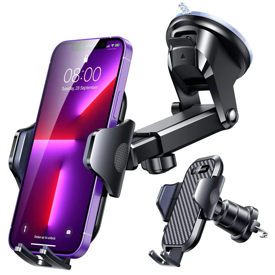 VANMASS 2026 Handyhalterung Auto 4-in-1 mit starkem Saugnapf & Lüftungshaken, 360° drehbar für iPhone, Samsung etc.