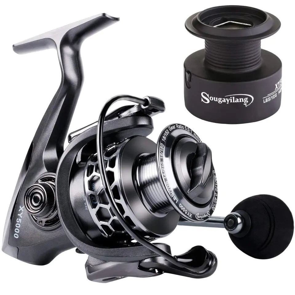Sougayilang XY4000 Angelrolle, 13+1 BB, leicht & ultrahart, Aluminium, inklusive Ersatzspule