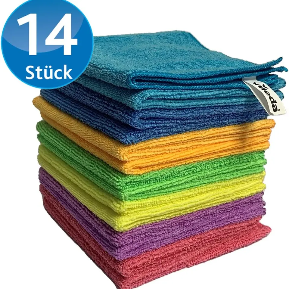 Vileda Mikrofaser Allzwecktücher Colors, Tücher für trockene und feuchte Anwendung, 30 x 30 cm, 14er-Pack