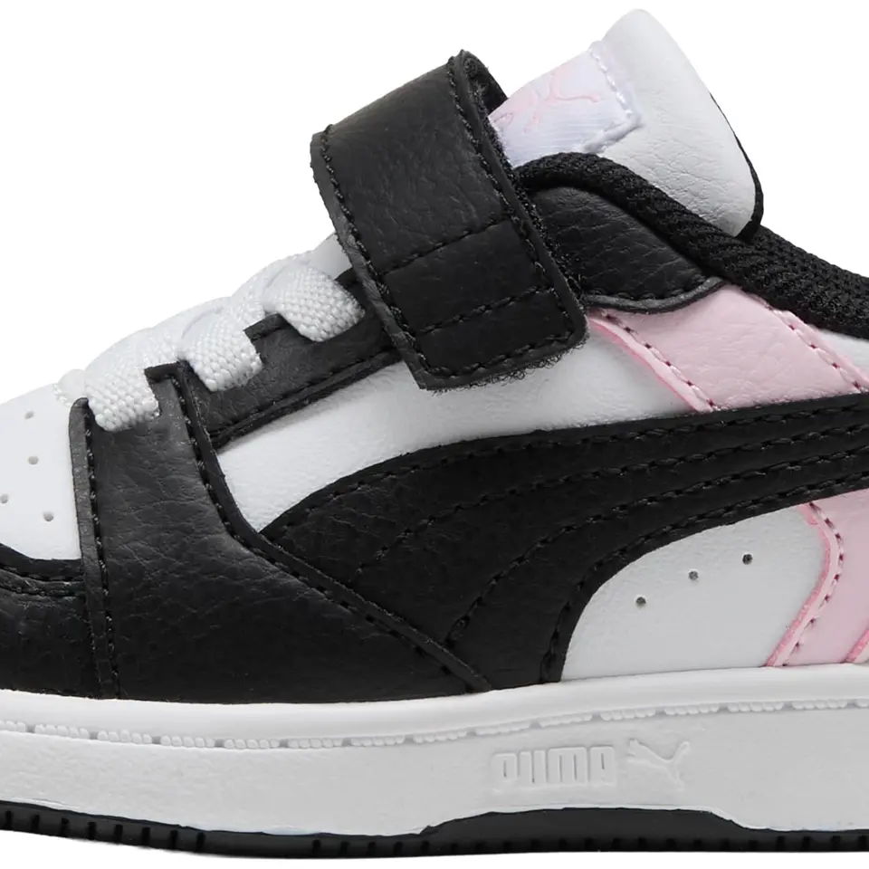 Puma Baby Rebound V6 LO AC+ INF Sneaker, Weiß-Schwarz-Pearl Pink, 23 EU
