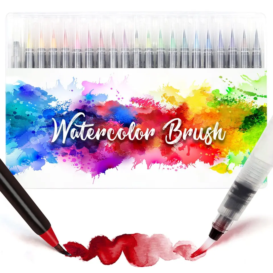 Amteker 24+2 Aquarellstifte, Brush Pen Set mit Nylonspitzen – Malpinsel für Kinder & Teenager, Geschenk für Mädchen (6-11 Jahre)