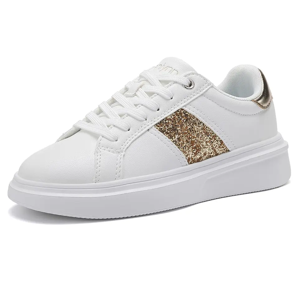 Cenlynn Damen Schuhe Leichte Sneaker Bequeme Freizeitschuhe, Glänzendes Braun, 36