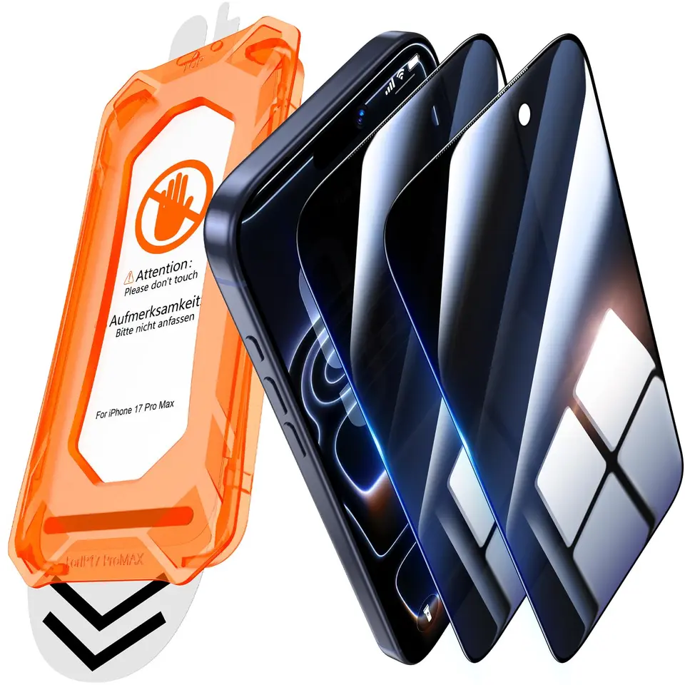 UniqueMe Panzerglas Sichtschutz für iPhone 17 Pro Max, 2 Stück