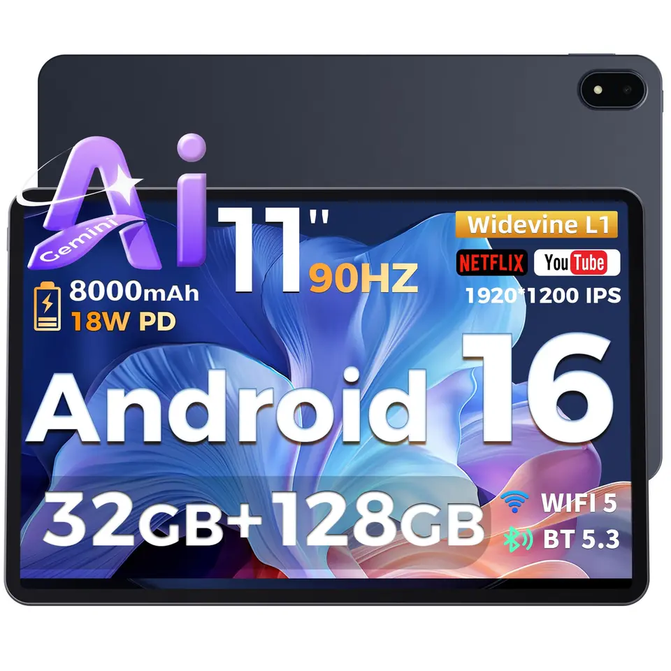 RebotAi 2026 Tablet 11 Zoll Android, 16GB RAM, 128GB ROM, 1TB TF, 8000mAh, Octa-Core, 1920x1200 IPS, 5+13MP, Schnellladung