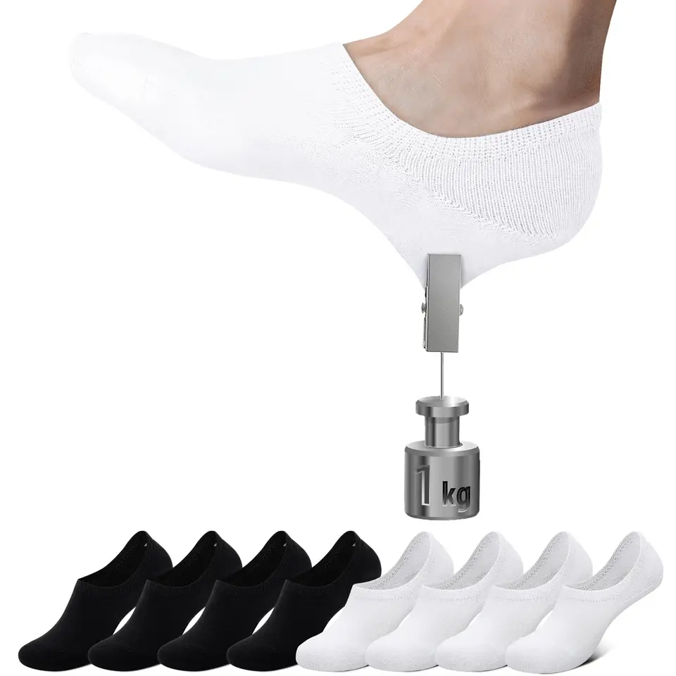 Falechay 8 Paar Sneaker Socken Damen & Herren, Füßlinge, Schwarz & Weiß